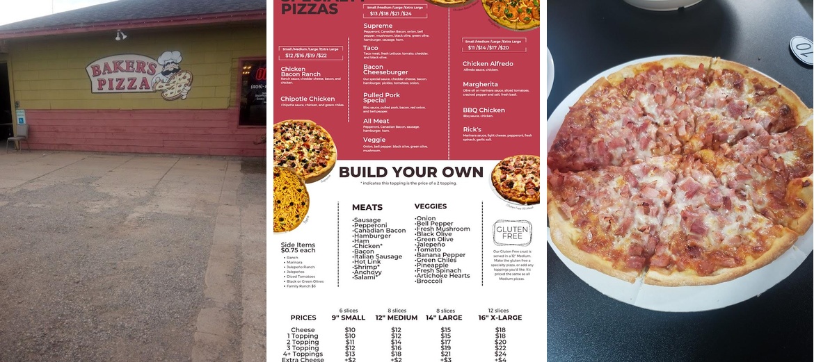 Baker's Pizza Menu