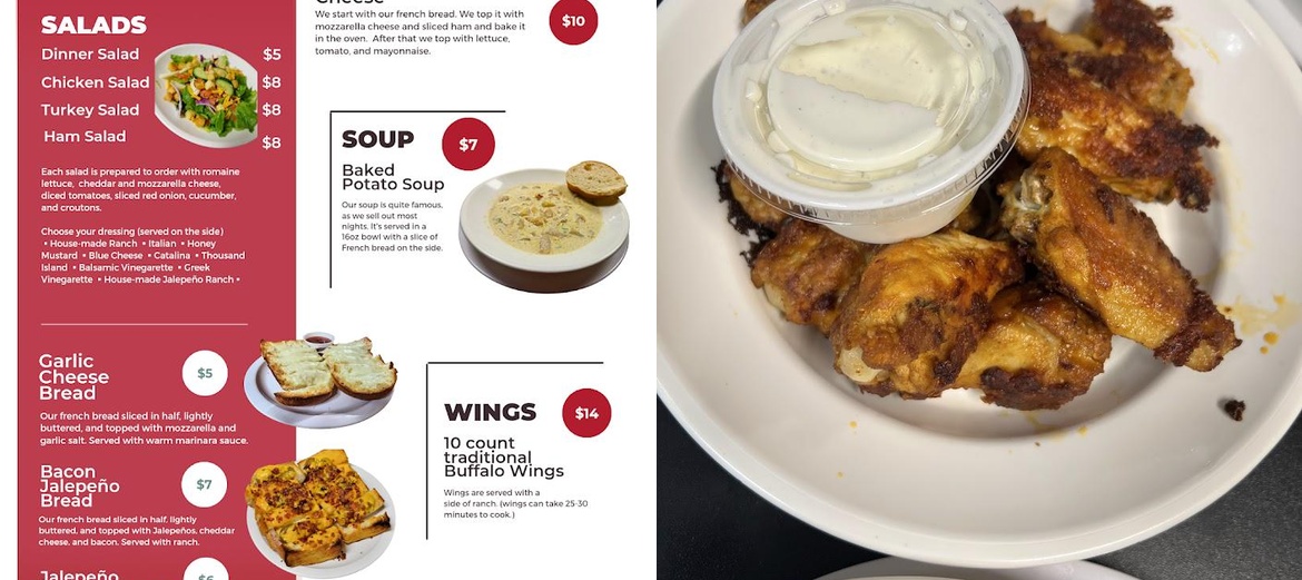 Baker's Pizza Menu