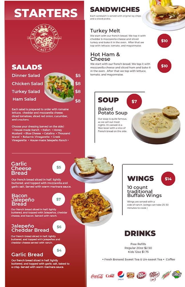 Baker's Pizza Menu image 2