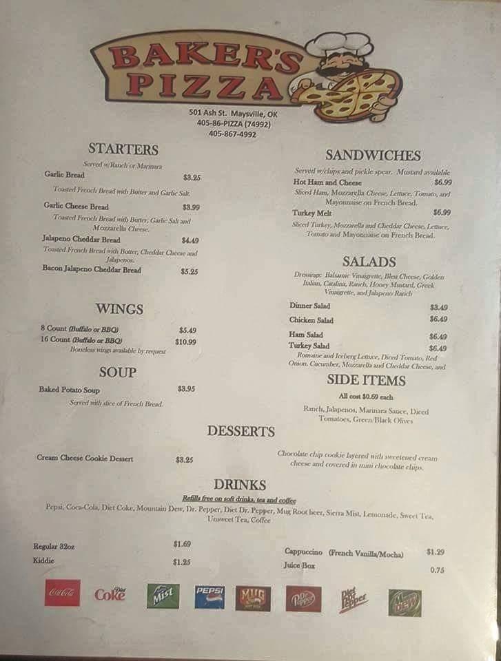 Baker's Pizza Menu image 4